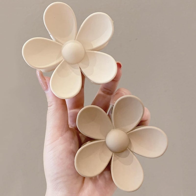 JANFUN Flower Hair Clips 8PCS, Large Claw Clips for Women Girls Thick Thin Hair, Strong Hold Nonslip Big Dasiy Jaw Clamps Matte Hair Accessories 8 Colors - Image 2